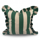 CUSHION COVER FLOUNCE GREEN BLOCK STRIPE CUSHION COVER FLOUNCE GREEN BLOCK STRIPE