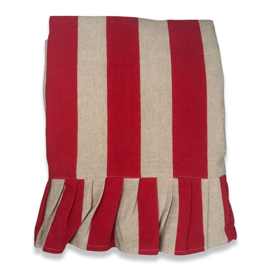 TABLE CLOTH FLOUNCE RED BLOCK STRIPE