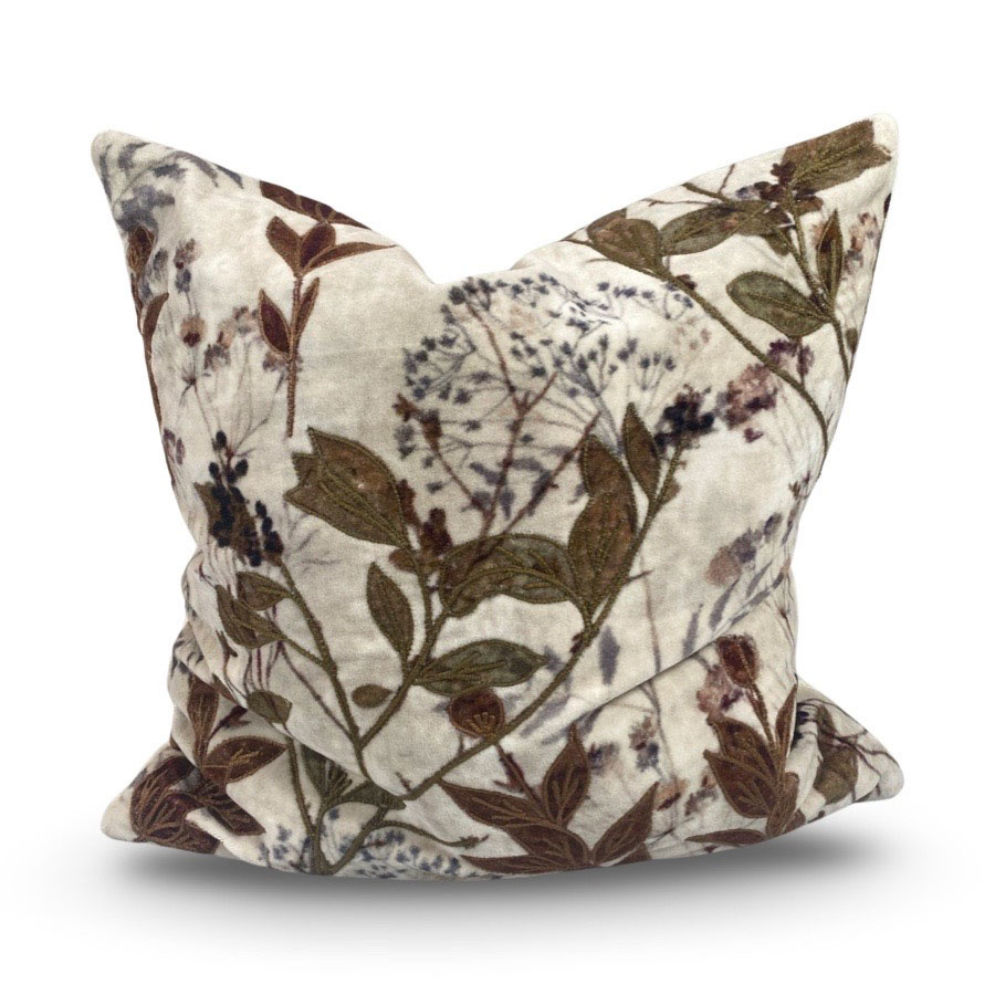 CUSHION COVER LEAFS VELVET