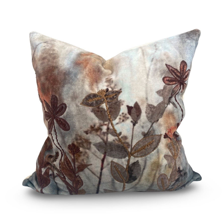 CUSHION COVER FLORAL VELVET