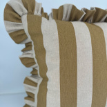 CUSHION COVER FLOUNCE MUSTARD BLOCK STRIPE CUSHION COVER FLOUNCE MUSTARD BLOCK STRIPE