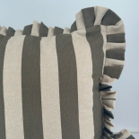 CUSHION COVER FLOUNCE OLIVE BLOCK STRIPE CUSHION COVER FLOUNCE OLIVE BLOCK STRIPE
