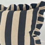 CUSHION COVER FLOUNCE CHARCOAL BLOCK STRIPE CUSHION COVER FLOUNCE CHARCOAL BLOCK STRIPE