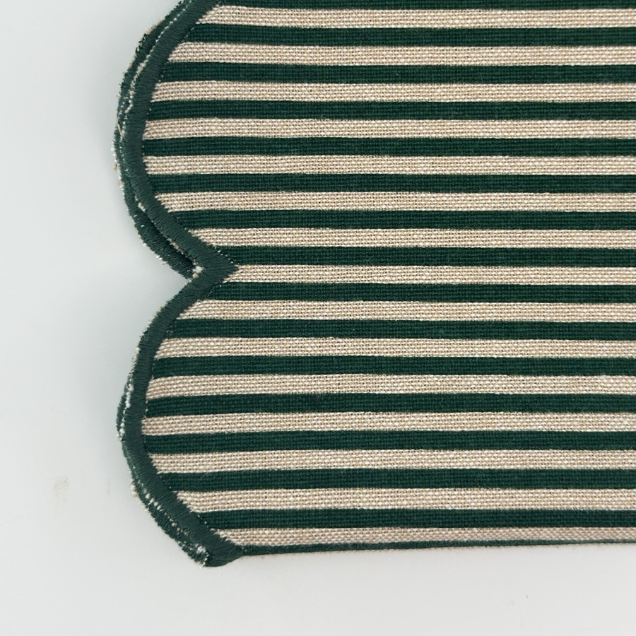 NAPKIN SCALLOP STRIPE GREEN