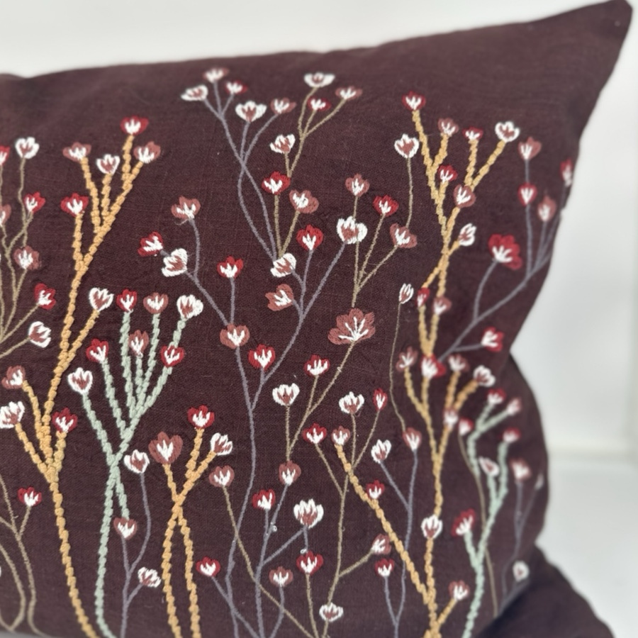 CUSHION COVER PANICULATA BURGUNDY L