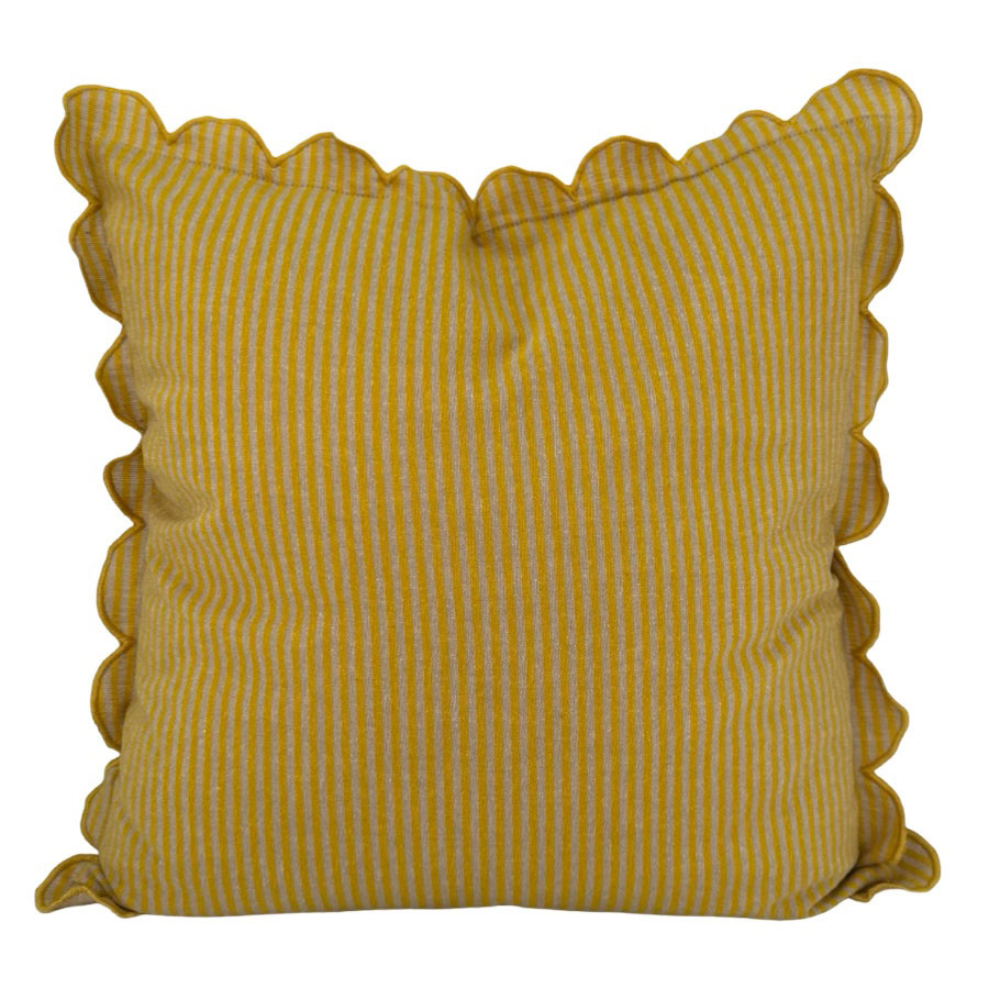 CUSHION COVER SCALLOP STRIPE YELLOW