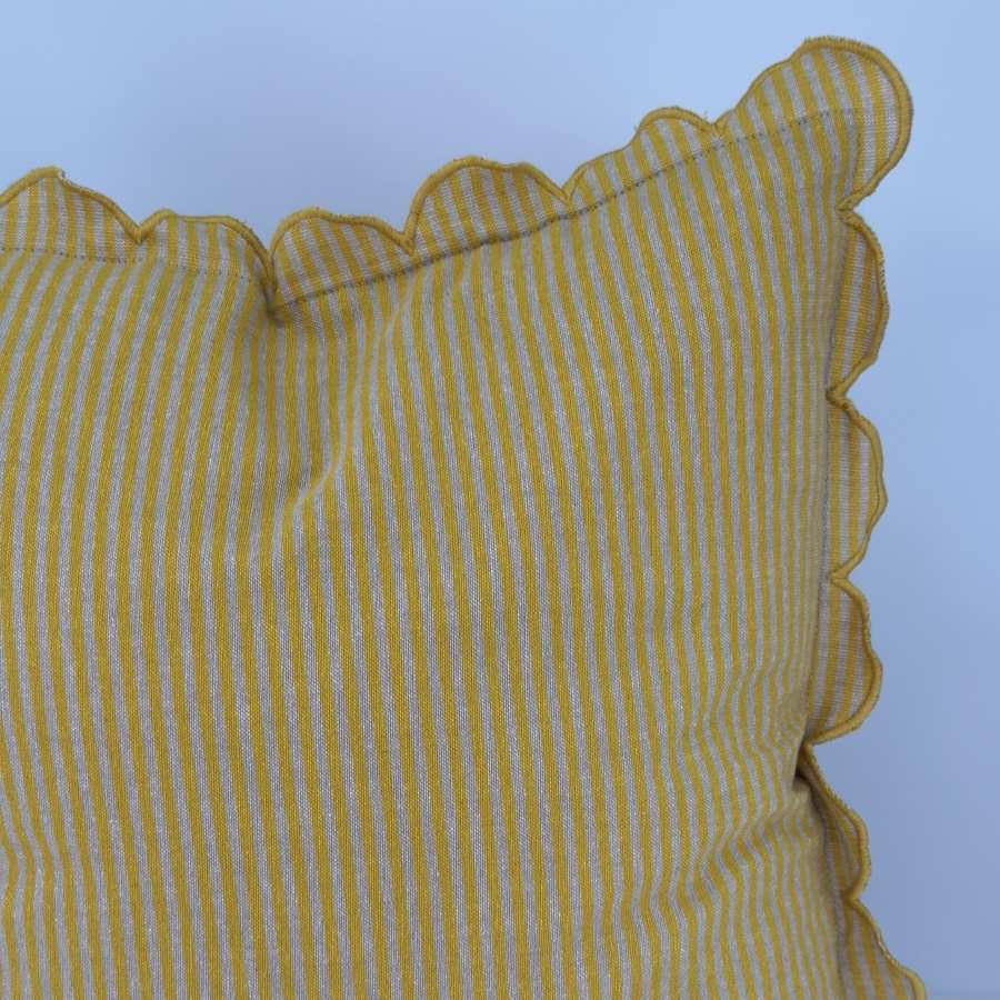 CUSHION COVER SCALLOP STRIPE YELLOW