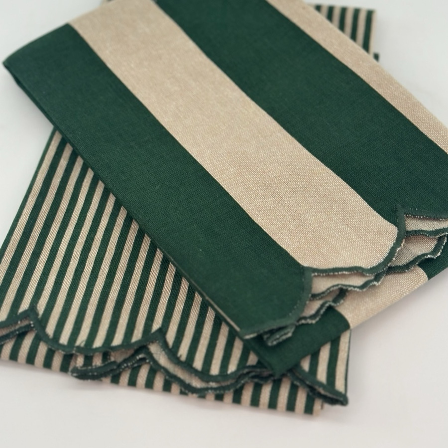 KITCHEN TOWEL SCALLOP GREEN 2ass