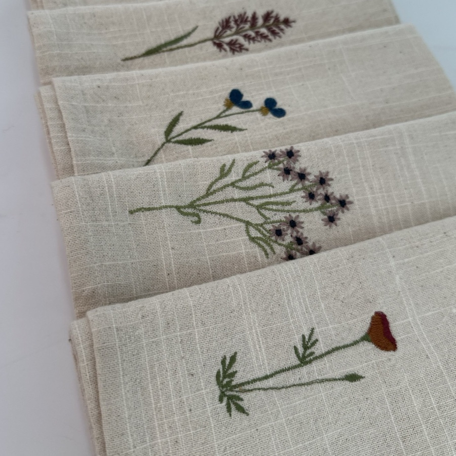 NAPKIN OUTLINE FLORAL 6ass