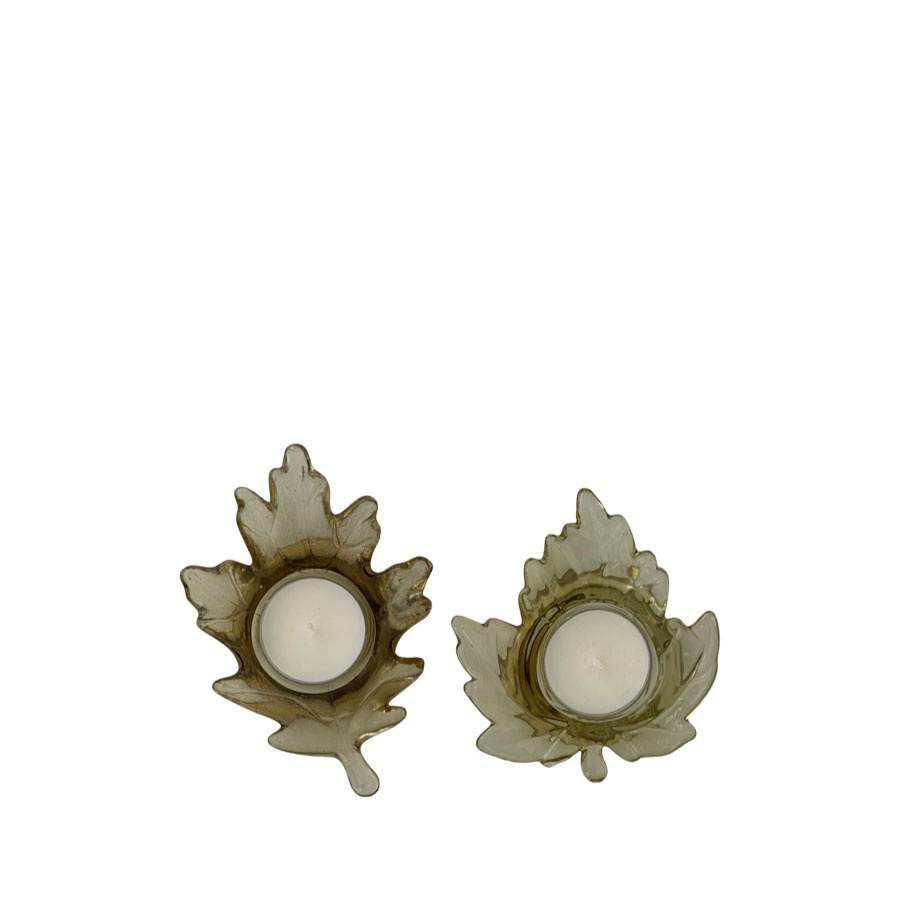 CANDLE HOLDER LEAF SAND