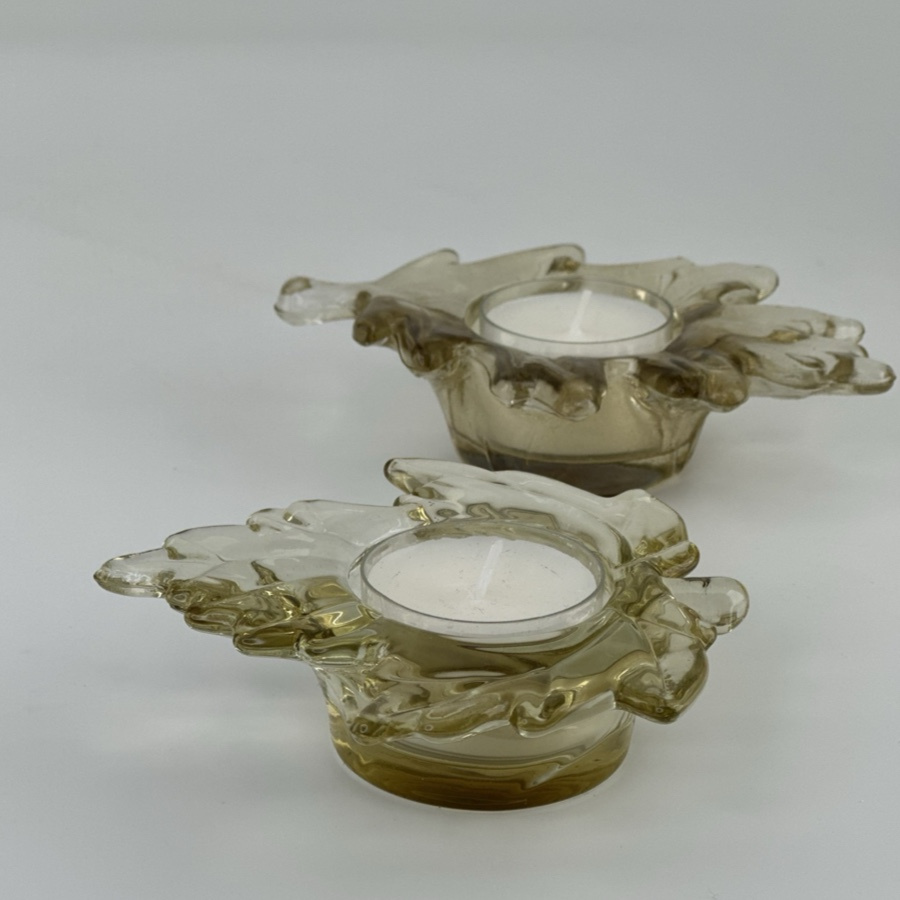 CANDLE HOLDER LEAF SAND