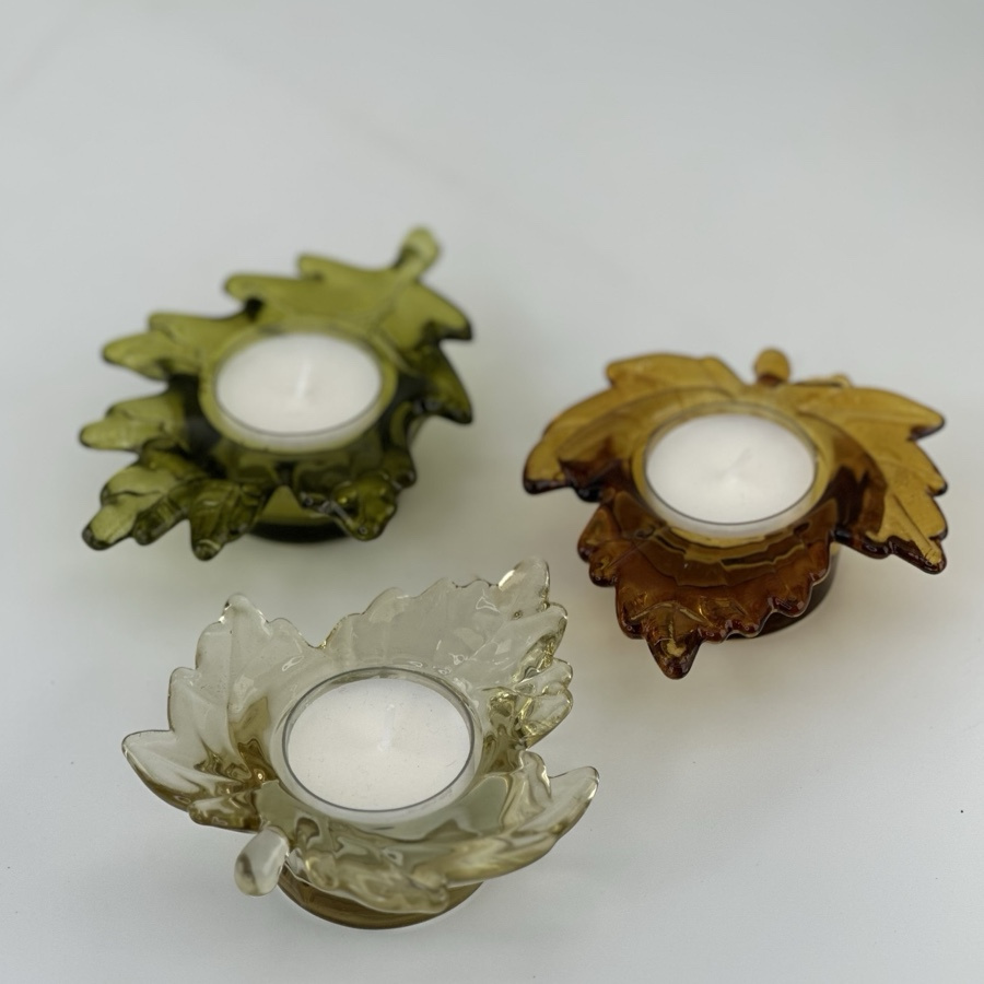 CANDLE HOLDER LEAF GREEN