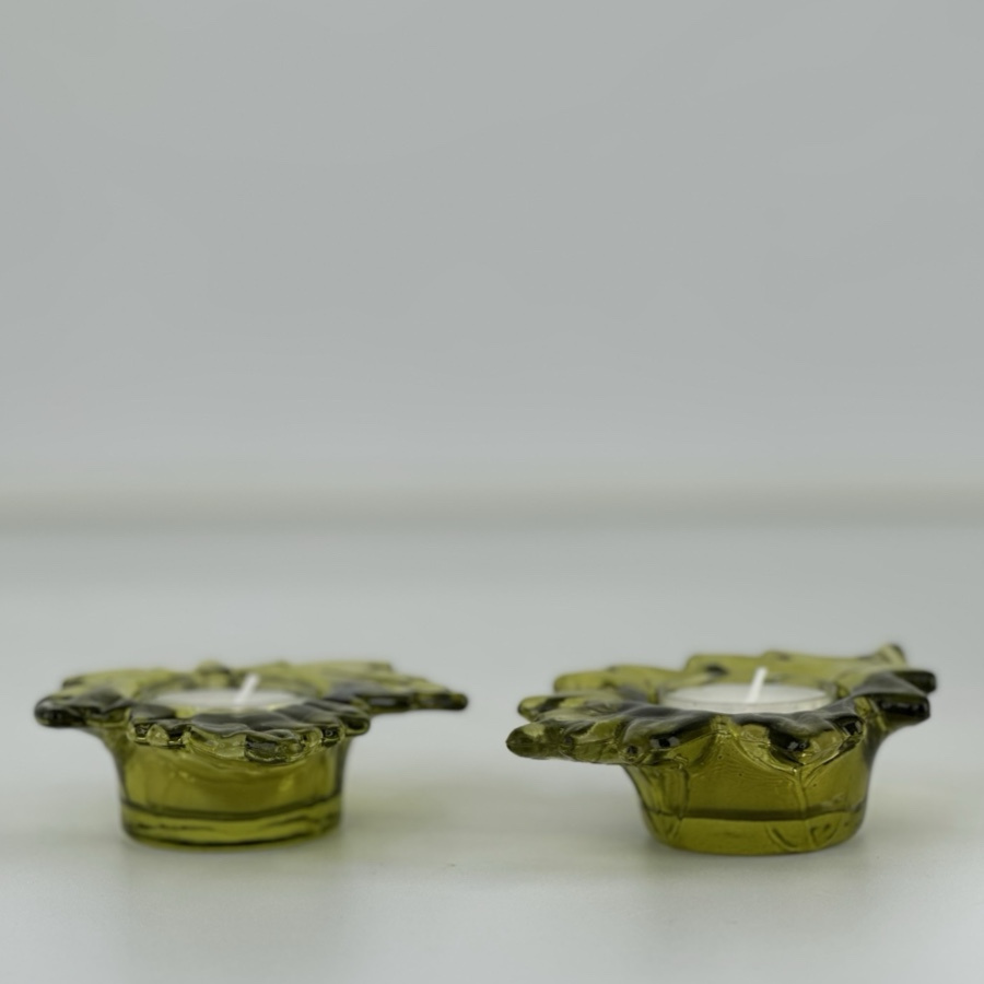 CANDLE HOLDER LEAF GREEN