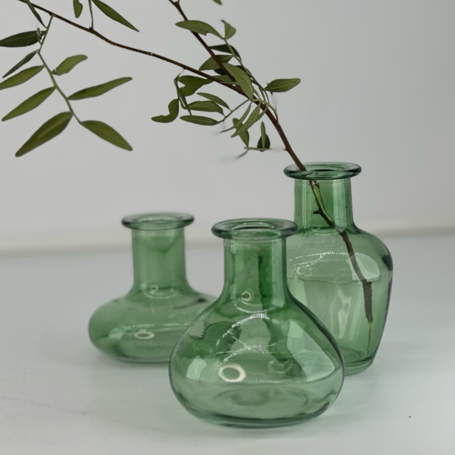 MINI VASE TREVA GREEN  3ass