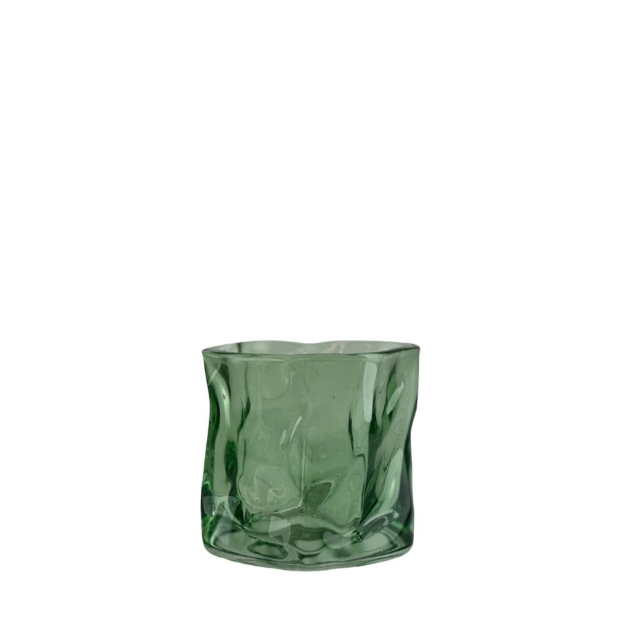CANDLE HOLDER CRINKLE GREEN