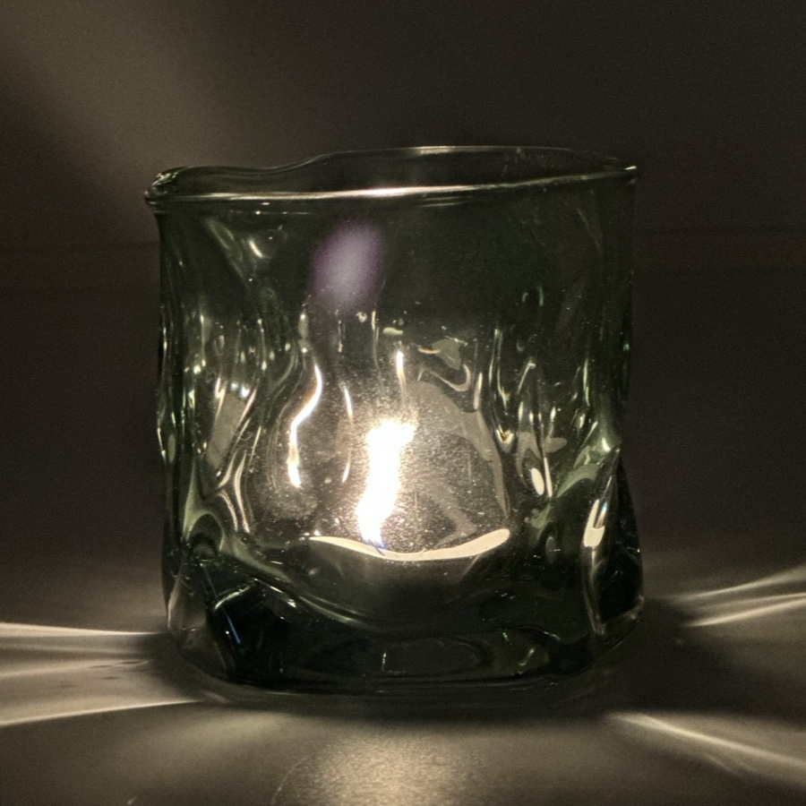 CANDLE HOLDER CRINKLE GREEN