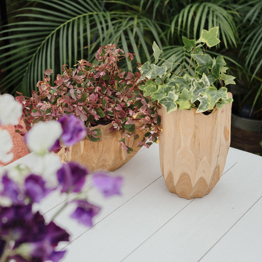 VASE TEAK HANDMADE HIGH