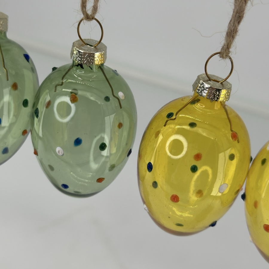 HANGING EGGS SHEERE DOTS 4set
