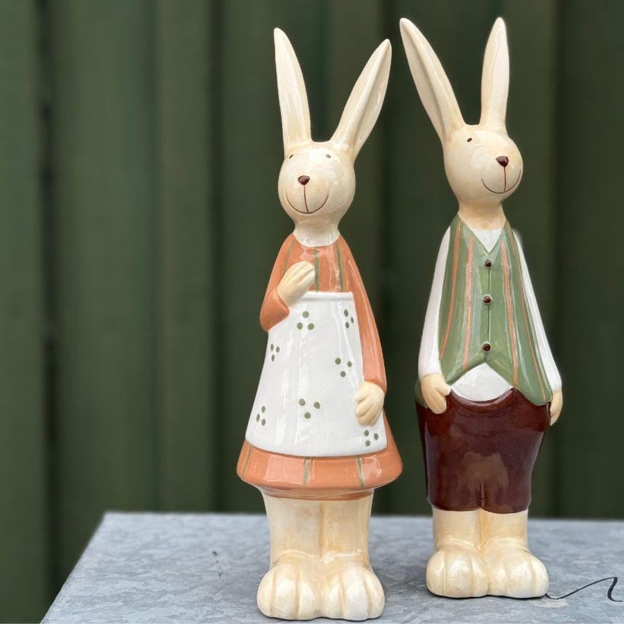 DECORATION DRESSED BUNNY GREEN 2ass