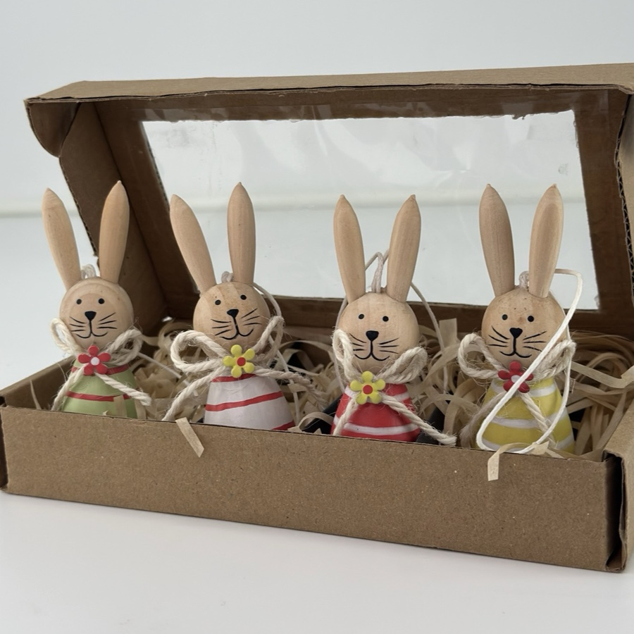 HANGING RABBITS COLORFULL set in box
