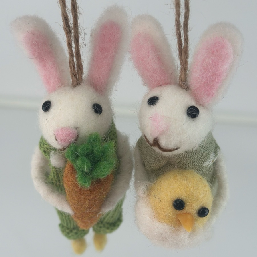 HANGING BUNNY WOOLY GREEN 2ass
