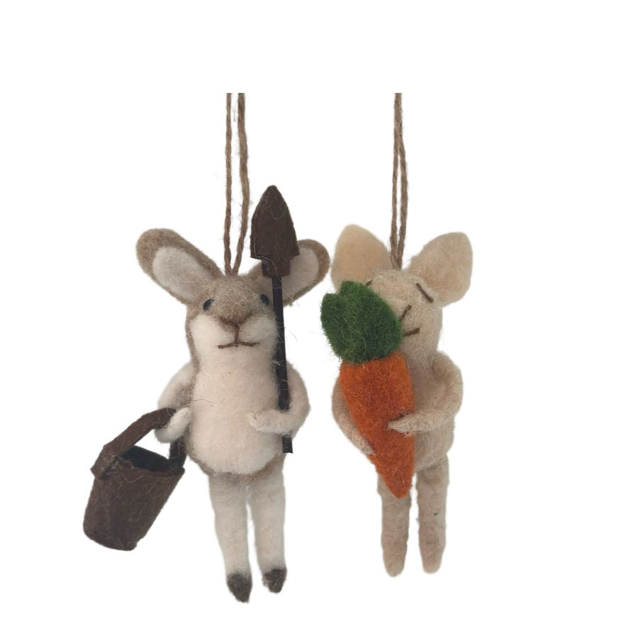 HANGING BUNNY WOOLY NATURAL 2ass