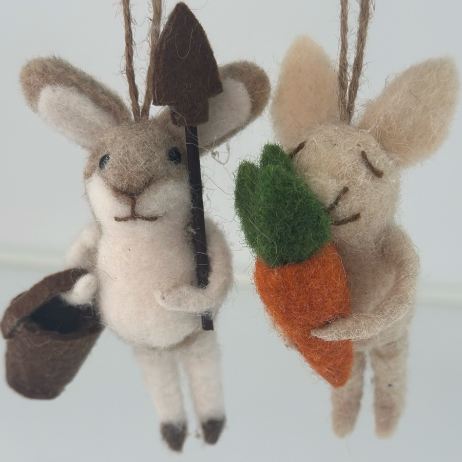 HANGING BUNNY WOOLY NATURAL 2ass