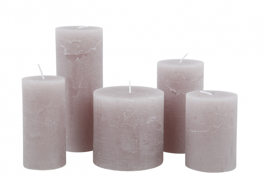 CANDLE 7X18CM TAUPE 84HR