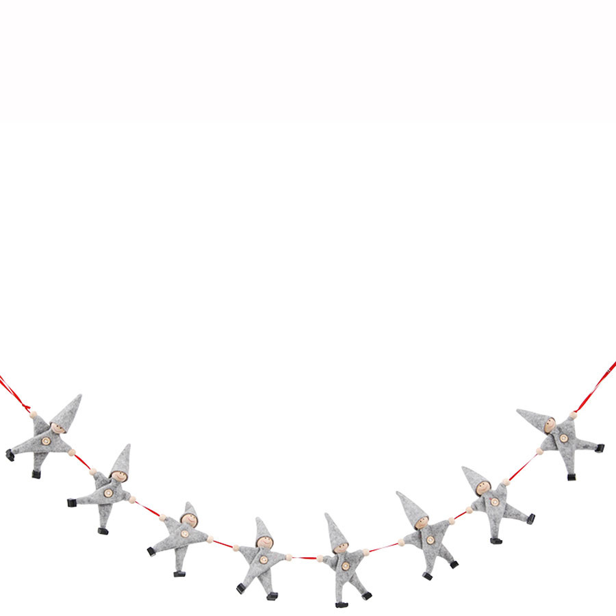 DECORATION GARLAND SANTAS GREY