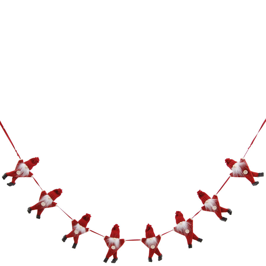 DECORATION GARLAND SANTAS RED