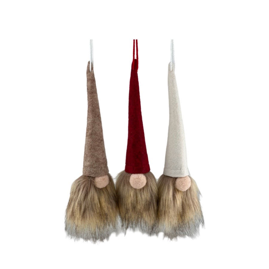 HANGING SANTAS BROWN BEARD 3ass