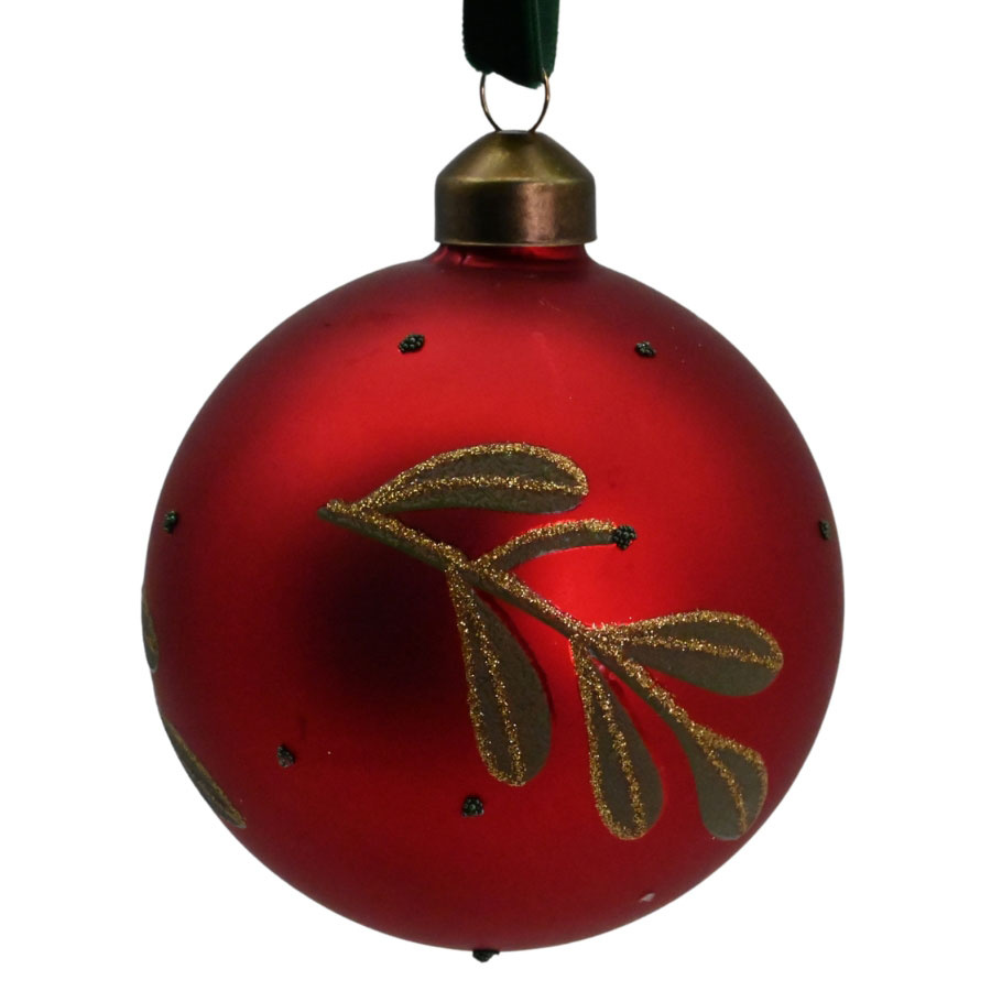 ORNAMENT RED FESTIVE LEAF