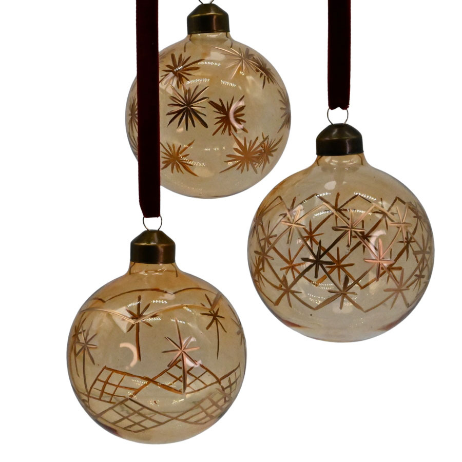 ORNAMENT CLEAR LIGHT BROWN SPARKLING STAR