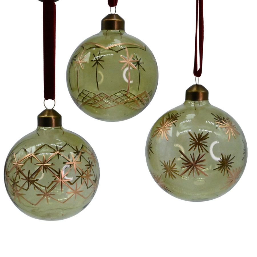 ORNAMENT CLEAR GREEN SPARKLING STAR