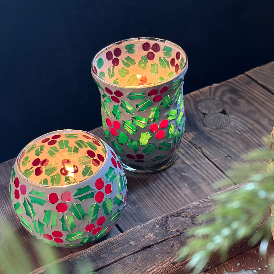 CANDLE HOLDER MOSAIK HOLLY S