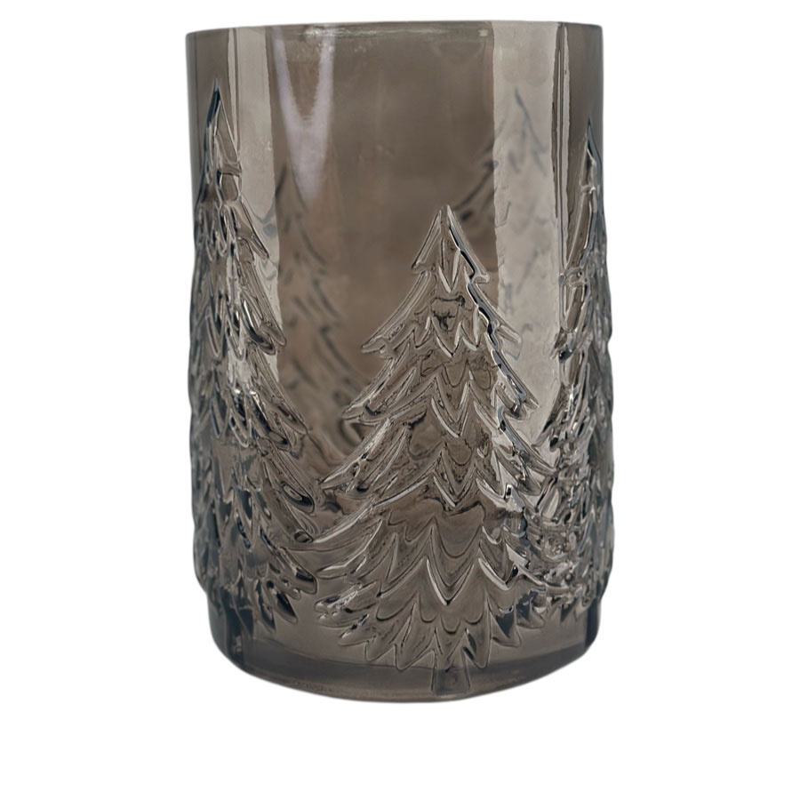 GLASS VASE / CANDLE HOLDER TREE GREY