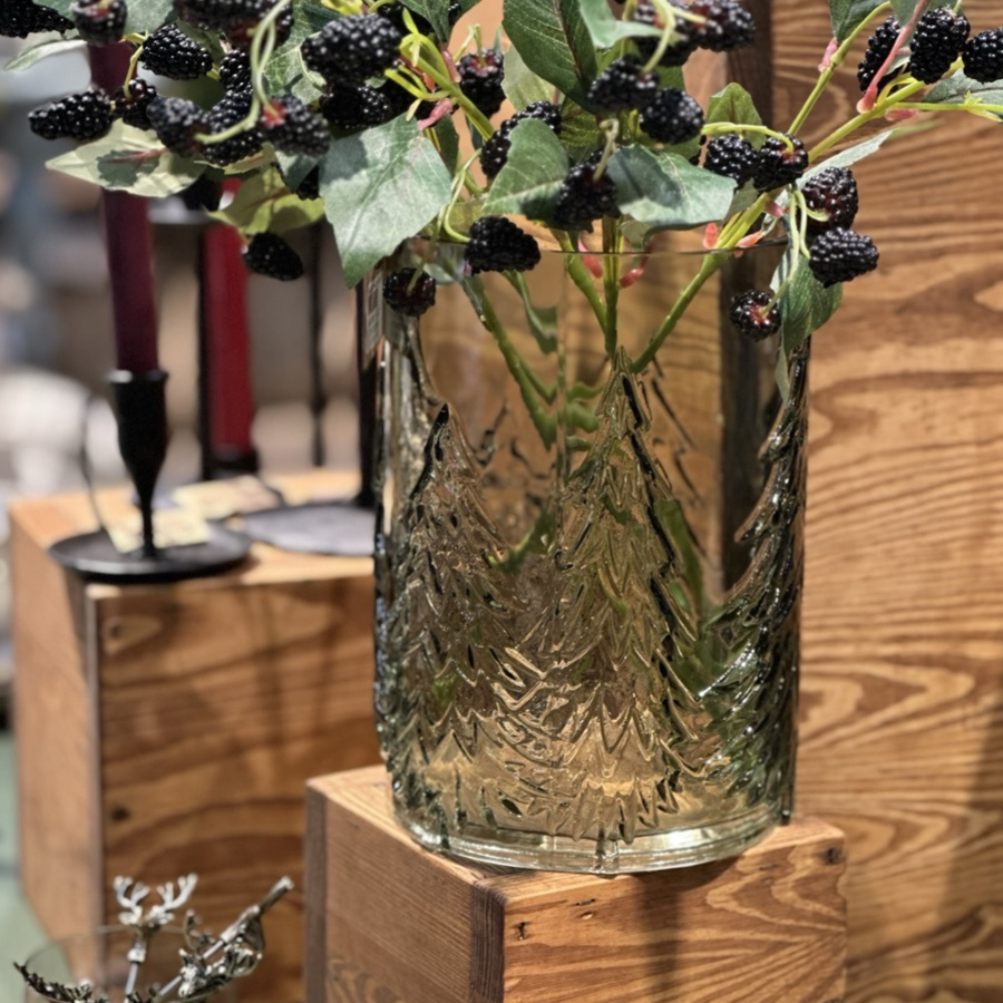 GLASS VASE / CANDLE HOLDER TREE GREY