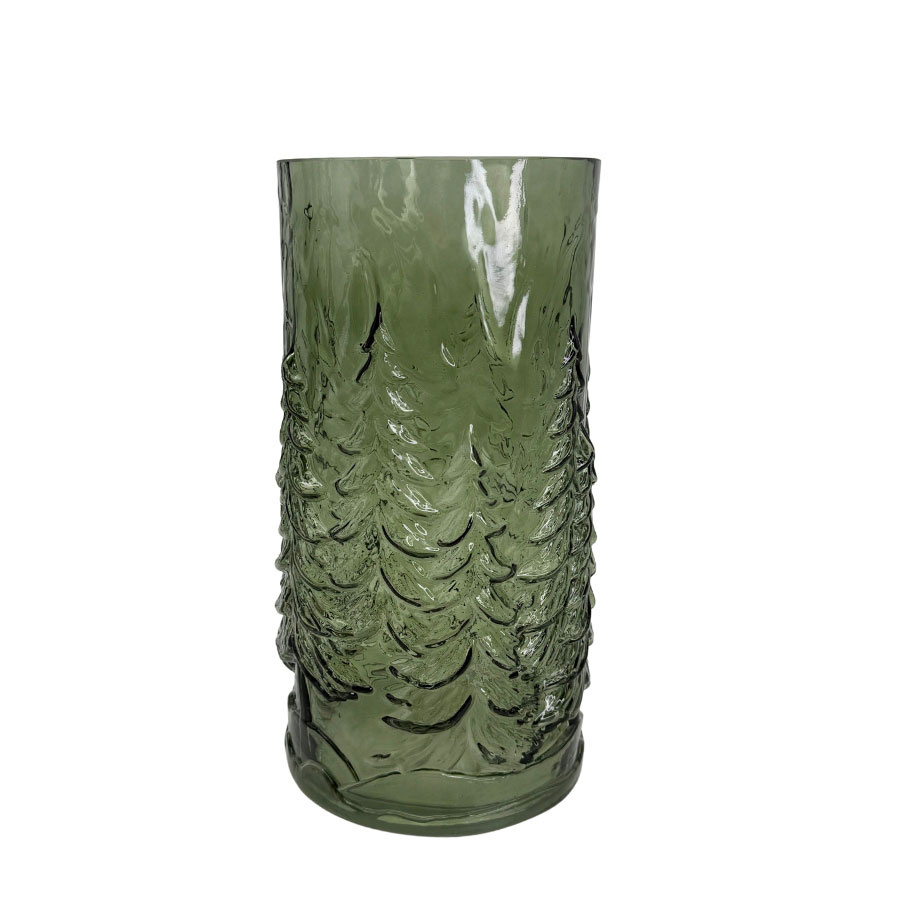 GLASS VASE / CANDLE HOLDER TREE GREEN