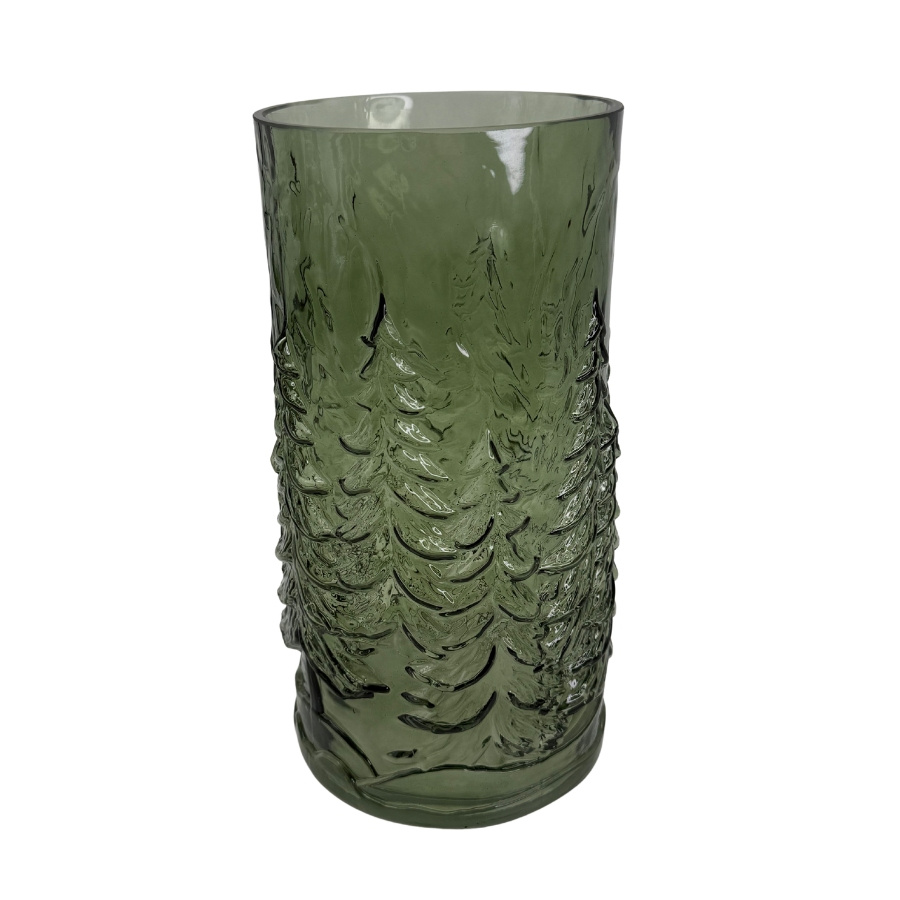 GLASS VASE / CANDLE HOLDER TREE GREEN