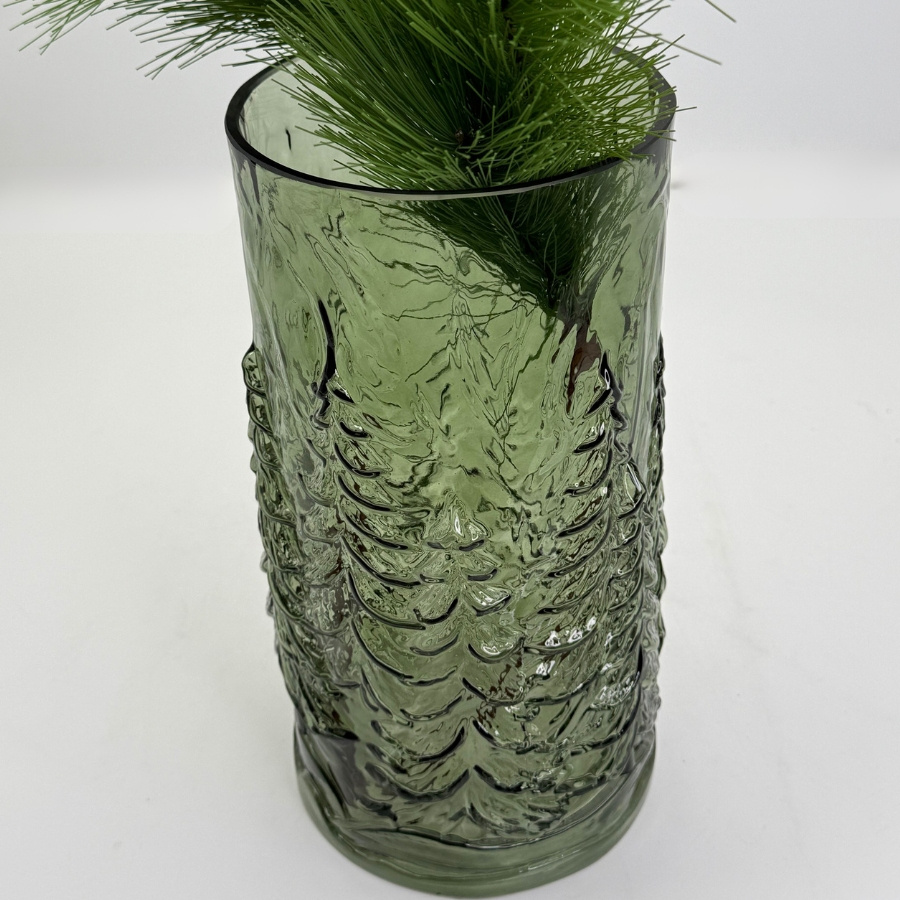 GLASS VASE / CANDLE HOLDER TREE GREEN