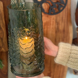 GLASS VASE / CANDLE HOLDER TREE GREEN GLASS VASE / CANDLE HOLDER TREE GREEN