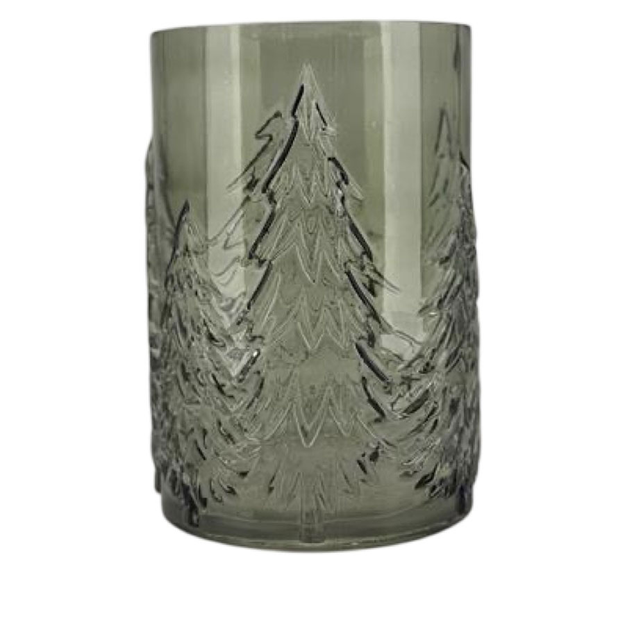 GLASS VASE / CANDLE HOLDER TREE GREEN