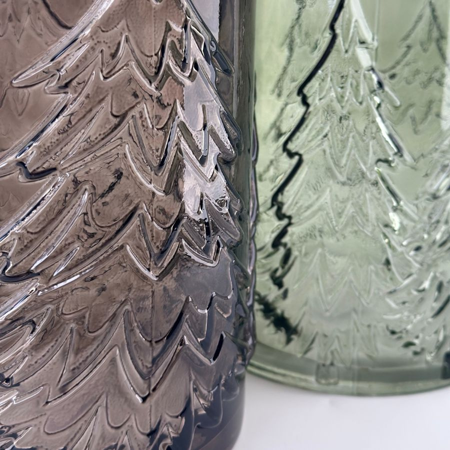 GLASS VASE / CANDLE HOLDER TREE GREEN