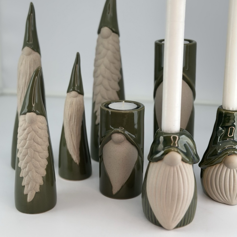 CANDLE HOLDER SANTA TEA MOSS L