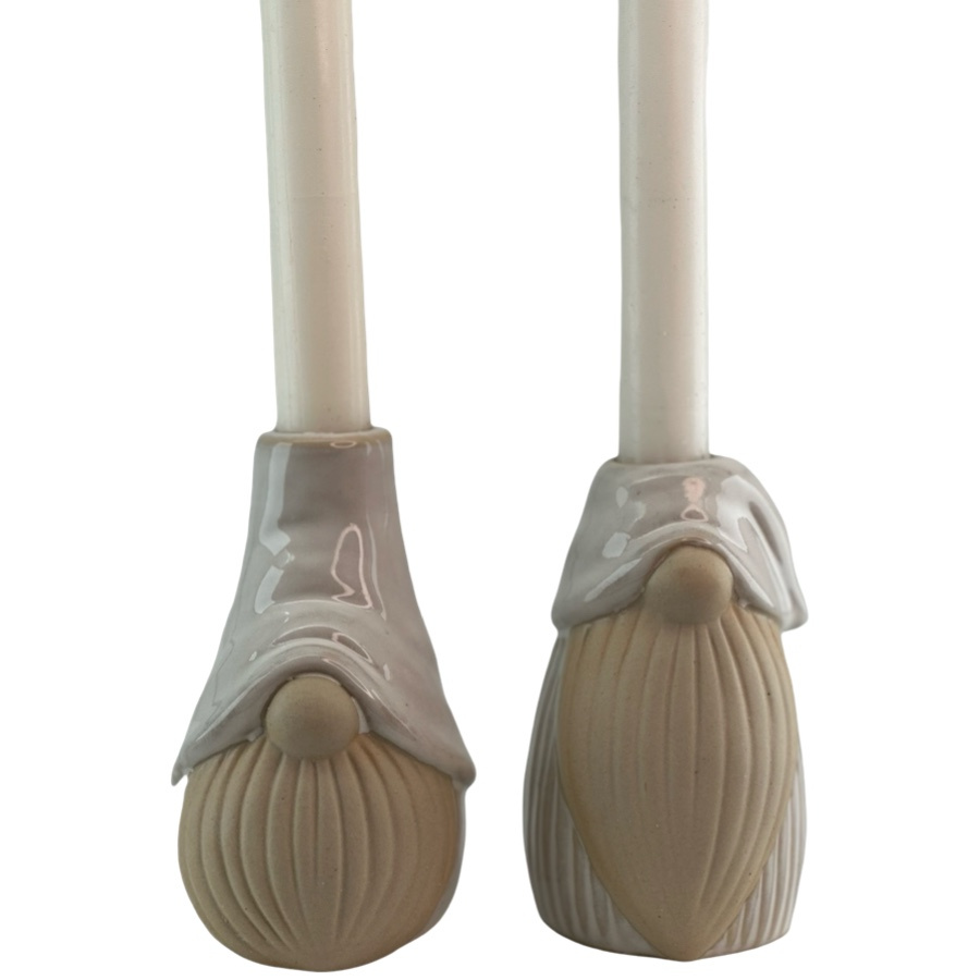 CANDLE HOLDER SANTA TOPP WHITE