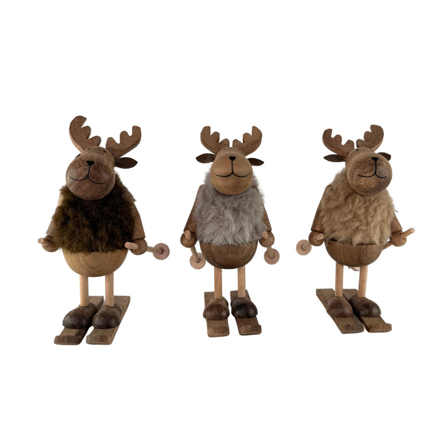 DECORATION YULE SKIING MOOSE 3 set