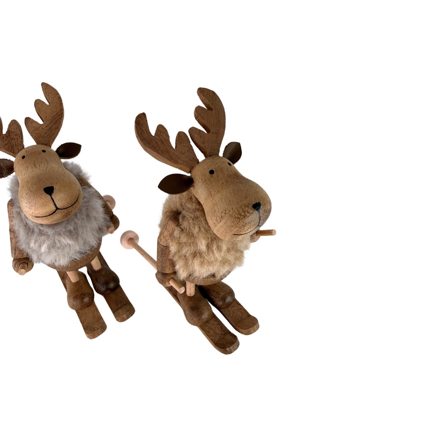 DECORATION YULE SKIING MOOSE 3 set