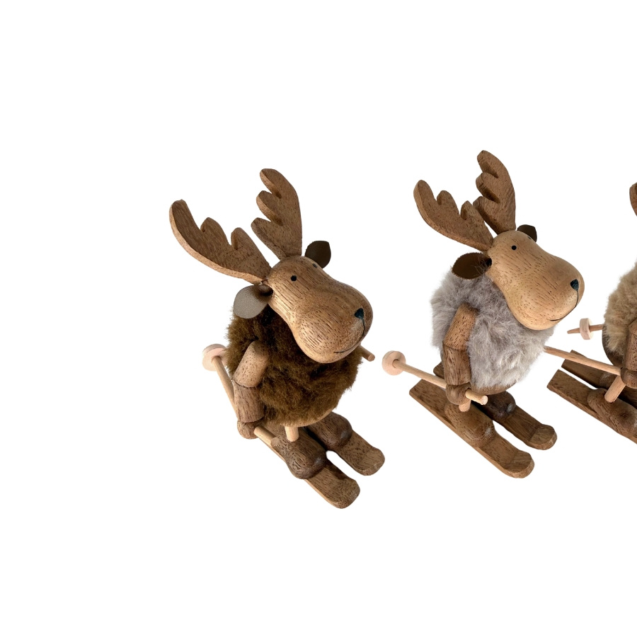 DECORATION YULE SKIING MOOSE 3 set
