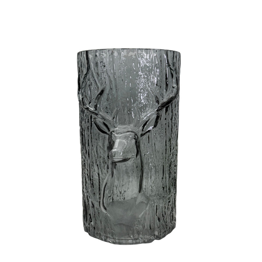 GLASS VASE / CANDLE HOLDER REINDEER GREY
