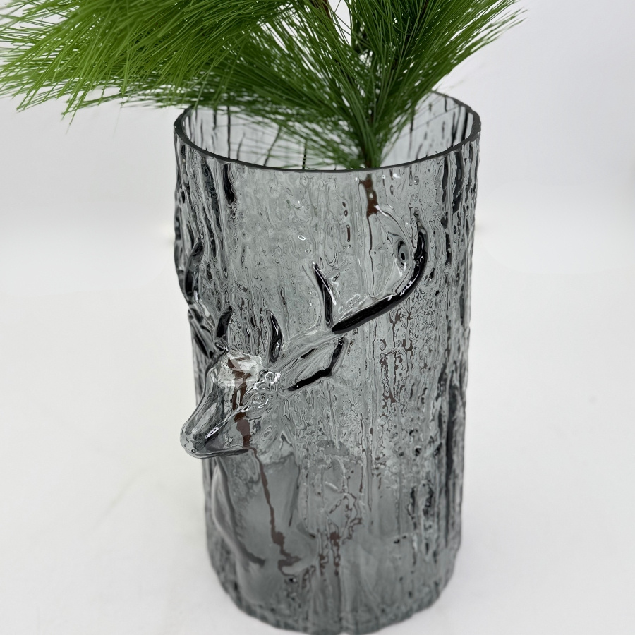 GLASS VASE / CANDLE HOLDER REINDEER GREY